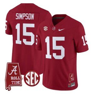 Mens Youths Kids Womens Ty Simpson Stitched Jersey Crimson Red